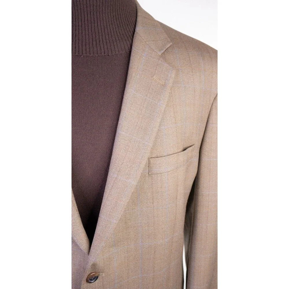 Joseph & Feiss Gold Blazer Mens 48R Beige 100% Wool Sport Coat Jacket Classic